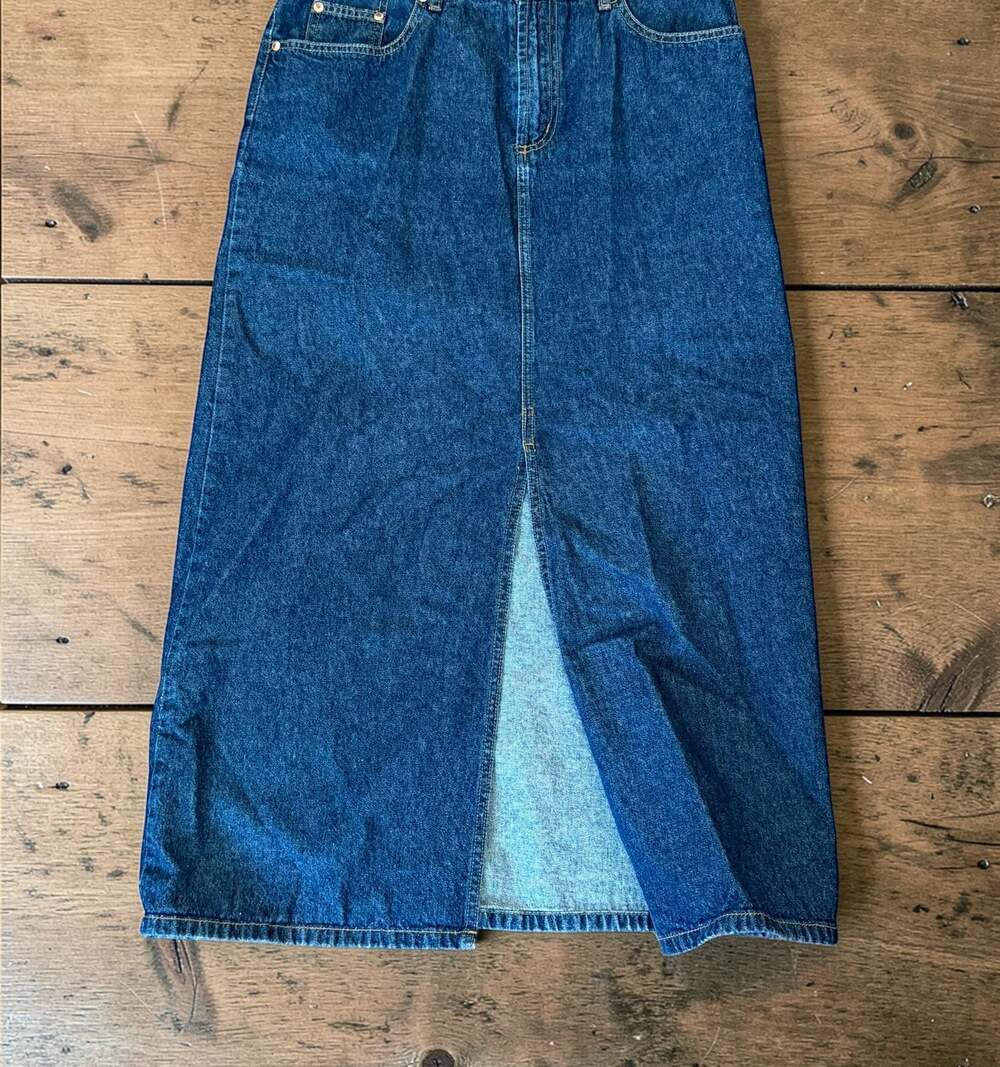 Vintage Paris Blues Originals Denim Maxi Skirt with Front Slit Size 11